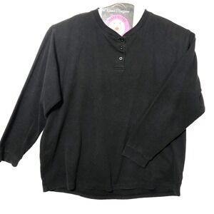 Adventuridge Henley Shirt Mens 2XL Black Thermal Waffle Knit Long Sleeve XXL